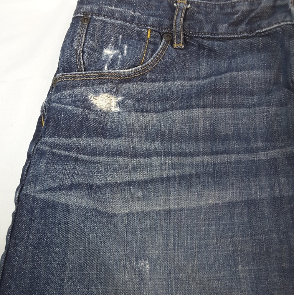Loft Distressed Jean mini skirt Size 12 - Picture 4 of 7